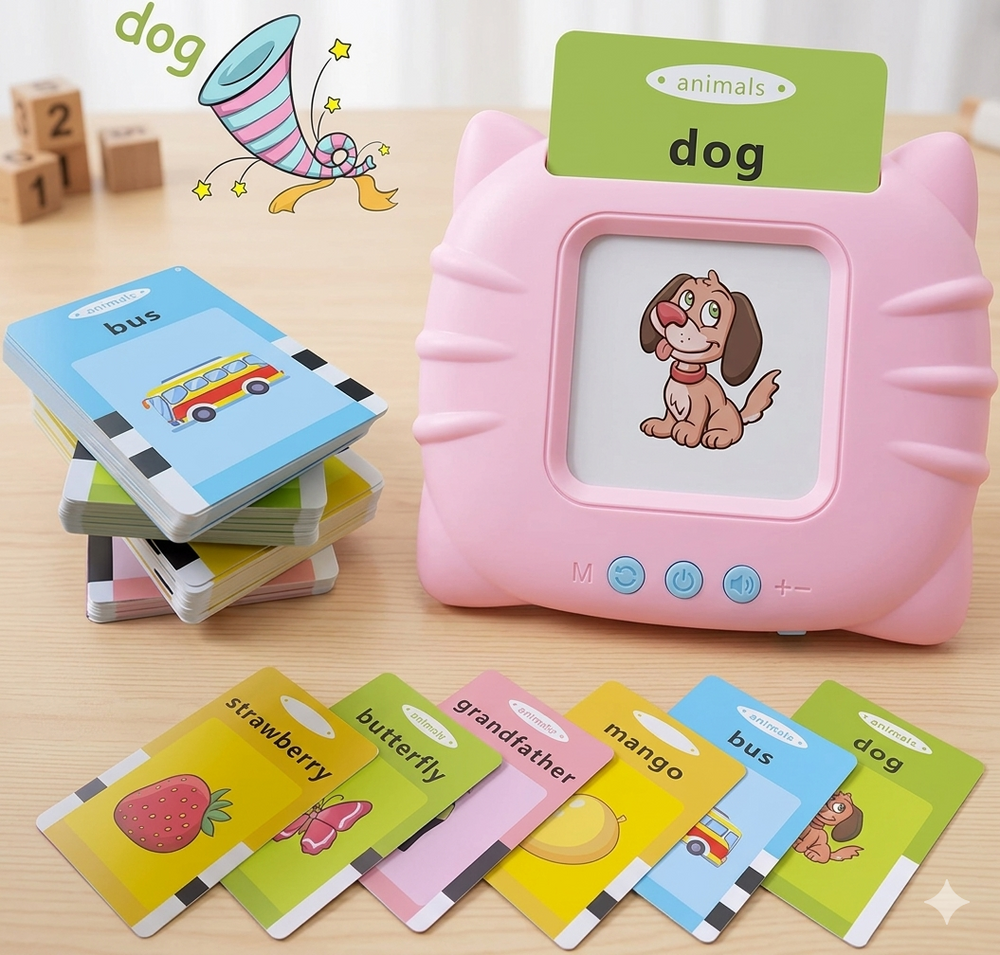 Talking Flash Cards for Kids – Preschool Learning Toy - Random Colour (Blue/Pink) – Qty: 1