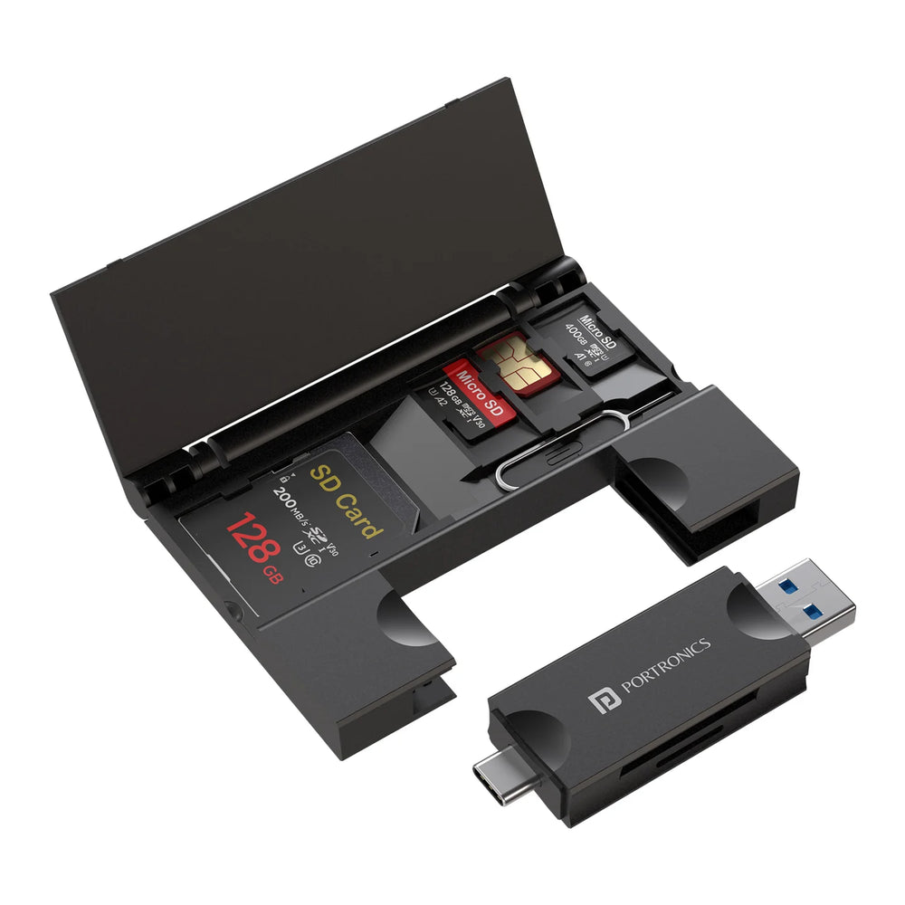 Portronics Mport 30 Plus Card Reader with Storage Case